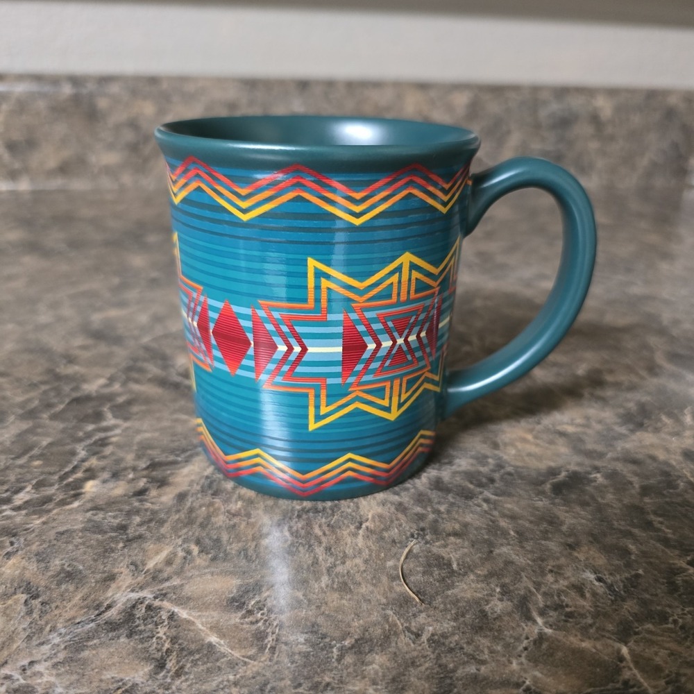 Pendleton Aztec Teal Southwestern Geometric Ceramic Mug
